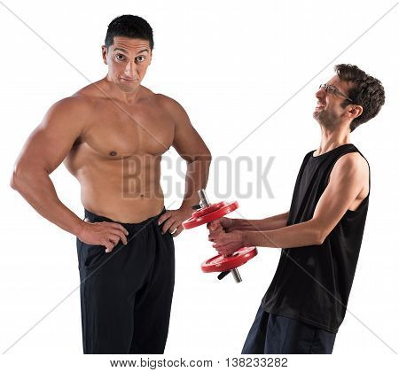 Instructor teases an awkward and skinny boy