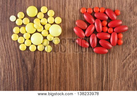 Medical Pills And Capsules, Health Care Concept, Copy Space For Text