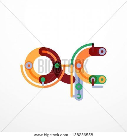 Linear initial letters, logo branding concept, cartoon funny style