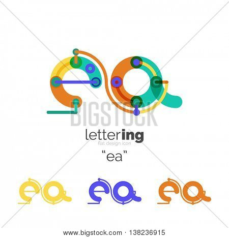 Linear initial letters, logo branding concept, cartoon funny style