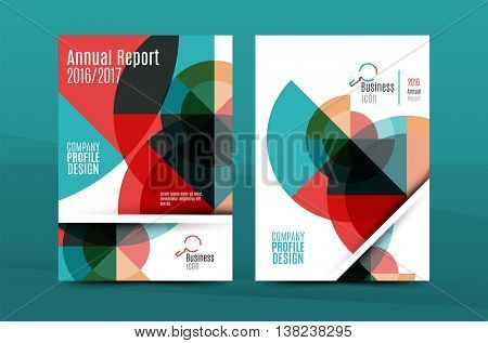 Colorful fresh business A4 cover template - flyer, brochure, book cover and annual report. Geometric design abstract background