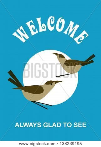 vector illustration Flyer or cover the bird sitting on a white circle