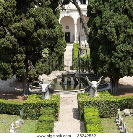 ROME, ITALY - JUNE 12, 2015:The baths of Diocletian (Thermae Diocletiani) in Rome. Italy