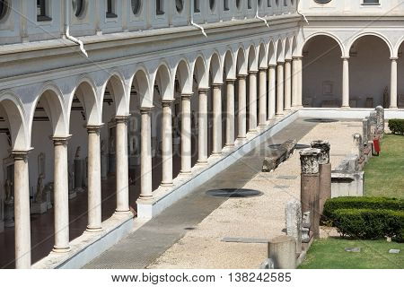 ROME, ITALY - JUNE 12, 2015:The baths of Diocletian (Thermae Diocletiani) in Rome. Italy