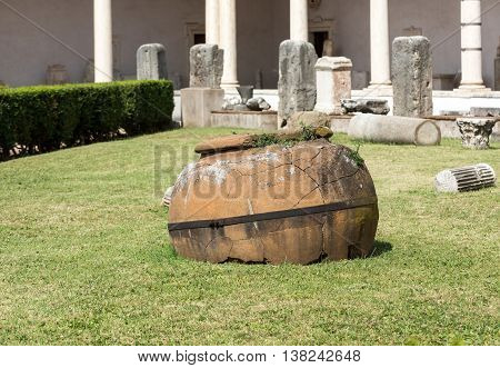 ROME, ITALY - JUNE 12, 2015:The baths of Diocletian (Thermae Diocletiani) in Rome. Italy