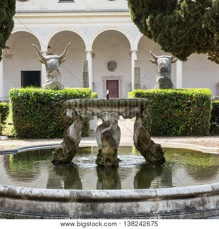 ROME, ITALY - JUNE 12, 2015: The baths of Diocletian (Thermae Diocletiani) in Rome. Italy