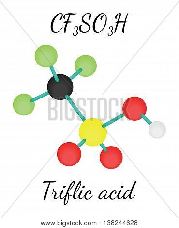 CF3SO3H Triflic acid 3d molecule isolated on white
