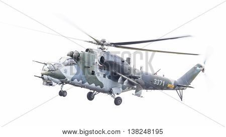Leeuwarden, The Netherlands - Jun 10, 2016: Czech Republic Air Force Mil Mi-24 Hind Attack Helicopte