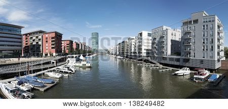 Westhafen In The Harbor Area In Frankfurt, Germany