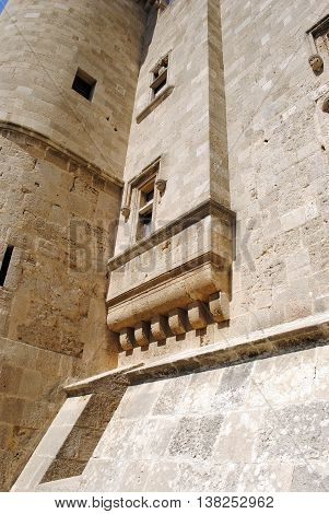 a fragment of the castle wall in the fortress of Rhodes