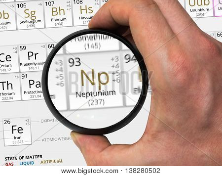 Neptunium Symbol - Np. Element Of The Periodic Table Zoomed With