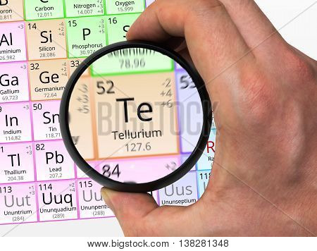 Tellurium Symbol - Te. Element Of The Periodic Table Zoomed With