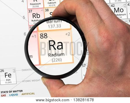 Radium Symbol - Ra. Element Of The Periodic Table Zoomed With Ma