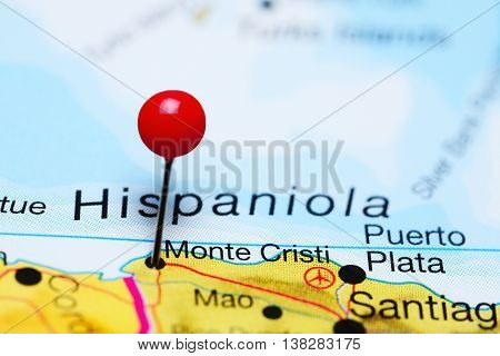 Monte Cristi pinned on a map of Dominican Republic