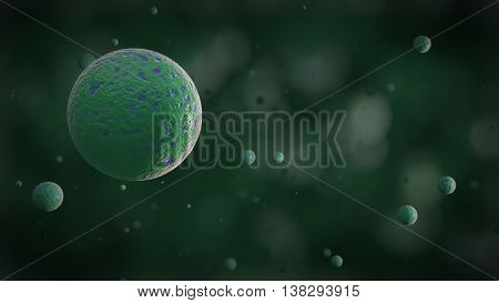3d rendering bacteria virus or germs microorganism cells under microscope. High Quality 3D Render