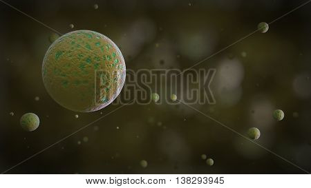 3d rendering bacteria virus or germs microorganism cells under microscope. High Quality 3D Render