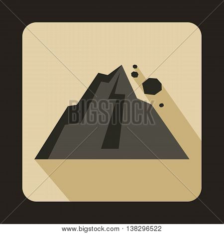 Rockfall icon in flat style on a beige background
