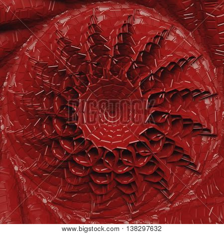 3D rendering ornaments with repeating pattern. Red Abstract surface