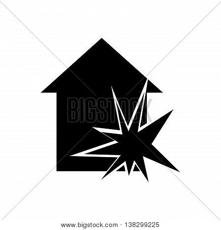 House explosion icon. Silhouette flat design vector illustration