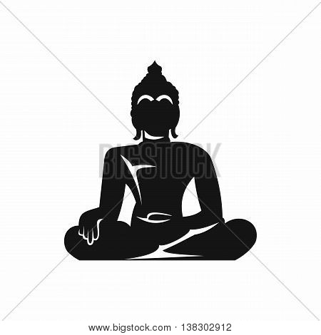 Statue of Buddha sitting in lotus pose icon in simple style isolated vector illustration