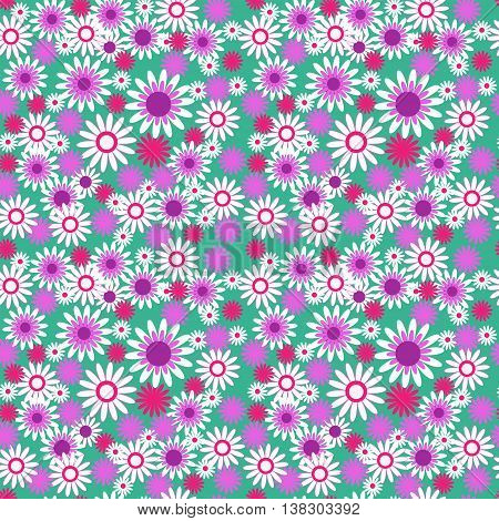 the seamless floral pattern on green background