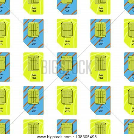 SIM Cards Seamless Pattern on White Background.