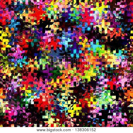 Rainbow abstract background with stripes of grunge stained square elements