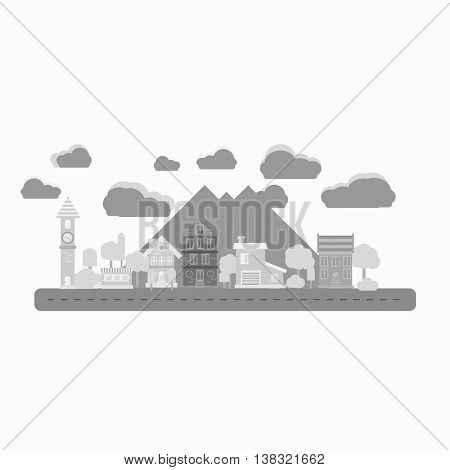 urban landscape and city life. Building icon