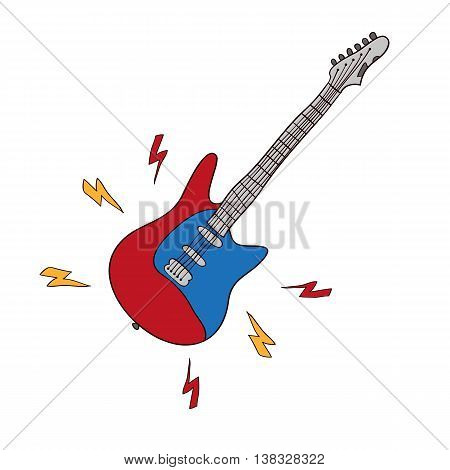 Electric guitars vector Music symbols isolated on white background.