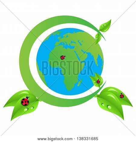Green earth concept with leaves, ecologis world