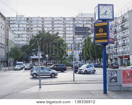 BERLIN GERMANY - JULY 6 2016: industrialized apartment block Berlin-Schoeneberg