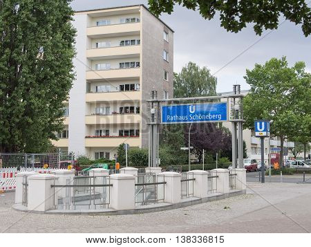 BERLIN GERMANY - JULY 6 2016: metro station Rathaus Schoeneberg Berlin