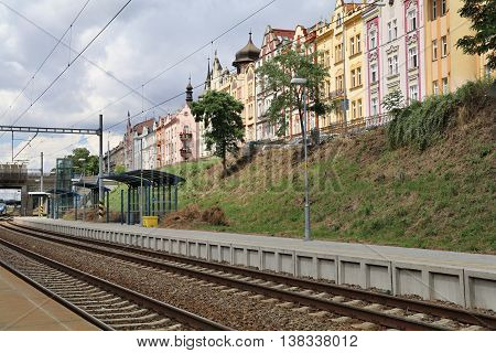 Railroad tracks in the city's train station