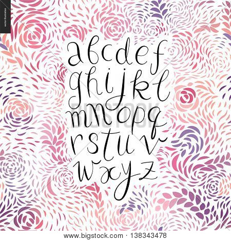Vector handwritten script latin alphabet on the background