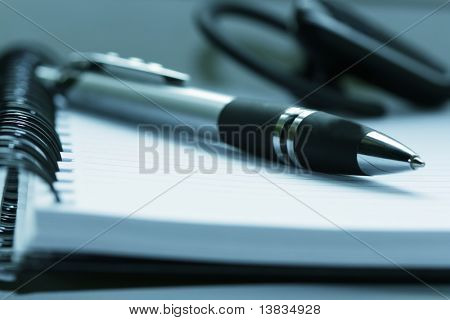 penna sdraiata sul notebook aperto