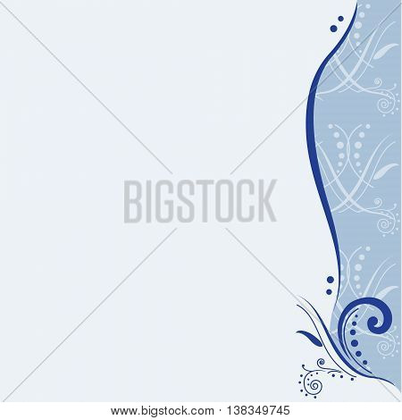 Vector illustration abstract blue background with flloral elements and swirls