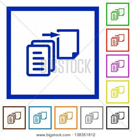 Set of color square framed Move file flat icons