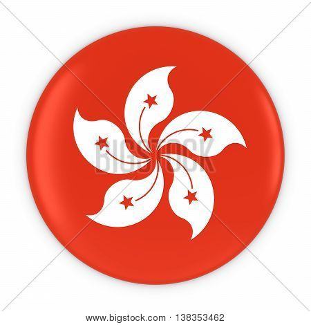 Hong Kongese Flag Button - Flag Of Hong Kong Badge 3D Illustration