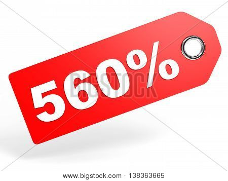 560 Percent Red Discount Tag On White Background.