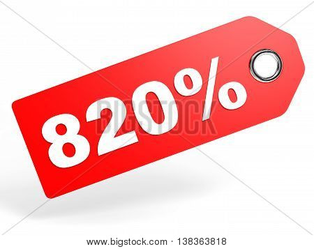 820 Percent Red Discount Tag On White Background.