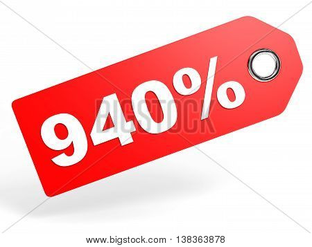 940 Percent Red Discount Tag On White Background.