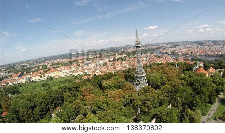 High look to the television tower of Praga