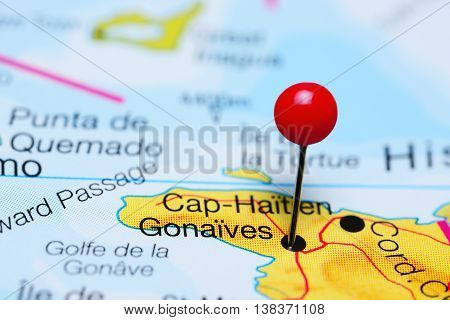 Gonaives pinned on a map of Haiti