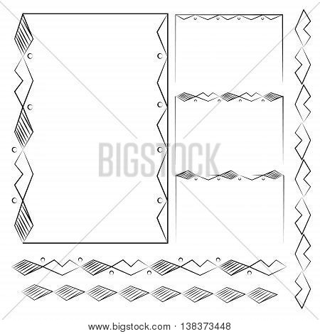 Vector set of ornate line art frames and borders. Black outline elements for invitations or greeting cards.