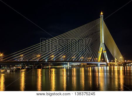 Rama8 bridge on chao phraya river bangkok city thailand