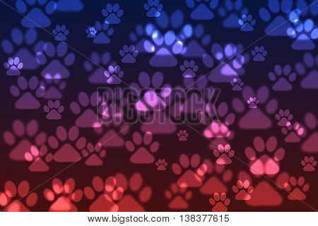 Blurred Blue - Red Dog paw bokeh background.