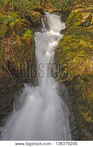 Huskey Branch Falls in the Early Spring in the Smoky Mountains in Tennessee