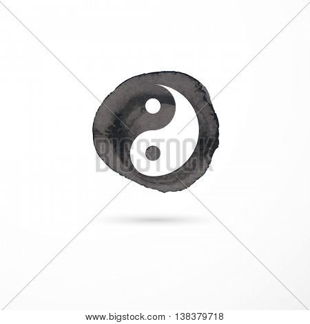 Alternative medicine and martial, yin yang concept - vector watercolor icon