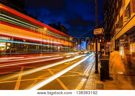 Shoreditch High Street In London, Uk, At Night