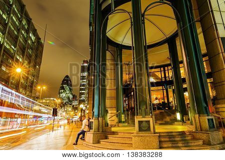 Historical Building At Bishopsgate In The City Of London At Night